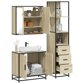 vidaXL 3 pcs conj. móveis casa banho derivados madeira carvalho sonoma