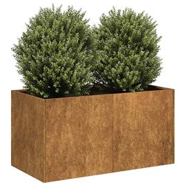 vidaXL Floreira enferrujada 80x40x40 cm aço resistente