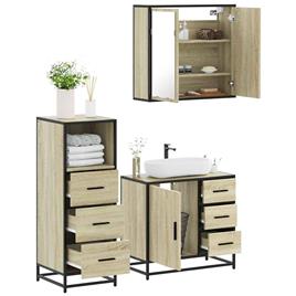 vidaXL 3 pcs conj. móveis casa banho derivados madeira carvalho sonoma