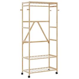 vidaXL Cabide com prateleiras e rodas 90x40x179,5 cm bambu