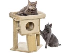 Arranhador para Gatos Aglomerado de Madeira, Pelúcia e Juta cor Castanho 40x40x57 cm PAWHUT.