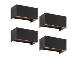 4 Lâmpadas Led para Parede Negras Iluminação Ascendente/Descendente Ip65 Luz Branca Quente G9 NETTLIFE