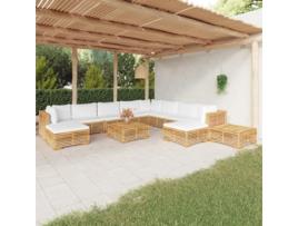 12 Pcs Conjunto Lounge Jardim com Almofadões Madeira Teca Maciça COMFORTXL