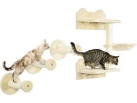 Jogo de Escalar para Gatos Aglomerado de Madeira, Pelúcia e Sisal cor Beige 40x28x73 cm PAWHUT.