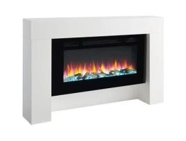 Lareira Elétrica de Piso BALDERIA Herkules com Efeito de Chama 3D Aquecedor 2000W com Controle Remoto e Termostato Branco