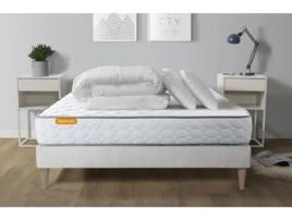 Estrado Completo Ripas Memo SEPTNUITS Espuma com memória Branco (180x200)