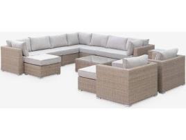 Móveis de Jardim SWEEEK Redondos Verona XXL (Bege -290X80X67Cm - 14 Lugares)