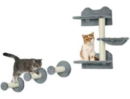 Jogo de Escalar para Gatos Aglomerado de Madeira, Pelúcia e Sisal cor Cinzento 40x28x73 cm PAWHUT.