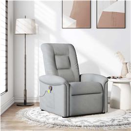 vidaXL Poltrona de massagens reclinável tecido cinzento-claro