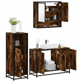 vidaXL 3 pcs conjunto de móveis WC madeira processada carvalho fumado