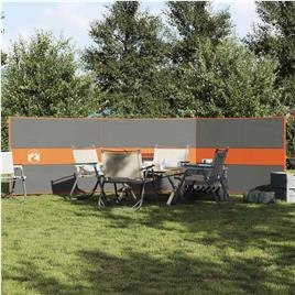 vidaXL Corta-vento de campismo 490x123 cm impermeável cinza/laranja