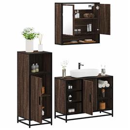 vidaXL 3 pcs conj. móveis WC derivados madeira cor carvalho castanho