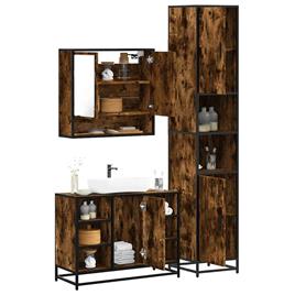 vidaXL 3 pcs conjunto de móveis WC madeira processada carvalho fumado