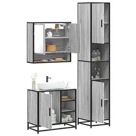 vidaXL 3 pcs Conjunto móveis casa de banho madeira proc. cinza sonoma