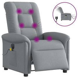 vidaXL Poltrona de massagens reclinável elétrica tecido cinzento-claro