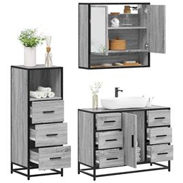 vidaXL 3 pcs Conjunto móveis casa de banho madeira proc. cinza sonoma