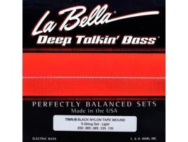 La Bella Conjunto de Cordas Baixo Elétrico de 5 Cordas Corda de Nylon Preto Enr