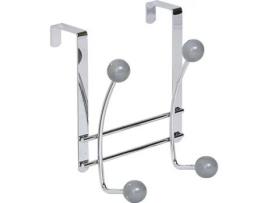 Perchero Metálico Con 4 Ganchos Cerámicos Gris Cromado TENDANCE
