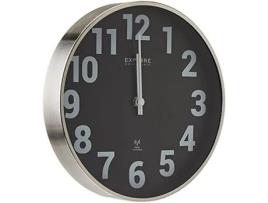 Relógio de Parede em Metal Preto EXPLORE SCIENTIFIC Diâmetro 25 Cm Movimento Silencioso e Tempo Controlado Por Rádio