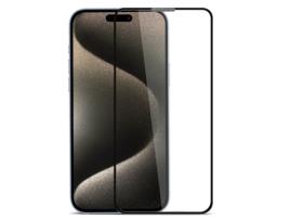 EVELATUS Full Cover Vidro 2.5D para Apple Iphone 15 Pro Max Antiestático / Cola Japonesa Preta