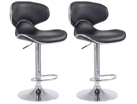 Banqueta de Bar Silla Bar X2 Regulável em Altura com Apoio para Pés em Pele Sintética Preta e Metal Tdb10122 MOBIKASA