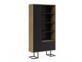 Estante Full Moon Aglomerado de Melamina Preto 90X30X180 Cm EPIKASA