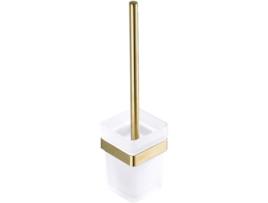 Suporte de Escova Sanitária em Aço Inox 304 Acabamento em Vidro Temperado Dourado MEOIRUERY