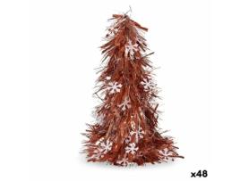 Figura Decorativa Árvore de Natal Enfeite Cintilante Branco Cobre Polipropileno PET 20 x 30 x 20 cm (48 Unidades)