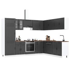 vidaXL 14 peças armário de cozinha conjunto Lucca preto