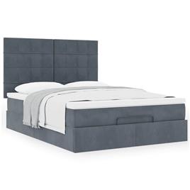vidaXL Estrutura cama otomana com colchões 140x190cm cinzento escuro