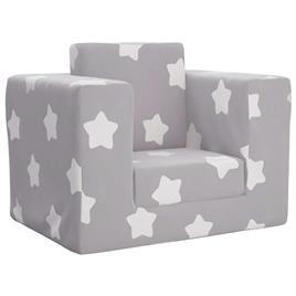 vidaXL Sofá-cama infantil de c/ estrelas pelúcia cinzento-claro