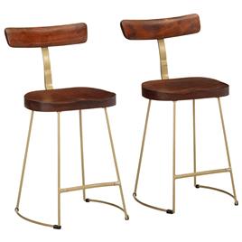 vidaXL Bancos de bar 2 pcs 49x43x79 cm madeira de mangueira maciça