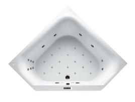 Banheira de Canto RIHO Austin com Sistema Bliss 2 Lugares 145X145X48Cm 270 Litros Branco B0050 Desenho: Versão Correcta