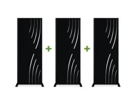 Conjunto de 3 painéis decorativos VELETA Preto Alt.160cm padrões lado direito