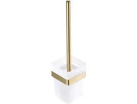 Suporte de Escova Sanitária em Aço Inox 304 Acabamento em Vidro Temperado Dourado MEOIRUERY