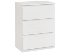 Cómoda com 3 Gavetas Melamina de Madeira cor Branco de alto brilho 55x34x75 cm HOMCOM