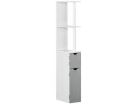 Coluna Casa de Banho MDF e Melamina de Madeira cor Branco e Cinza 15,2x29,8x118 cm KLEANKIN