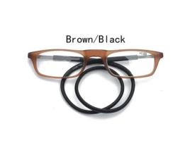 Óculos de Leitura AIDUOL Tr de absorção magnética marrom preto (Ampliação de 1,5)