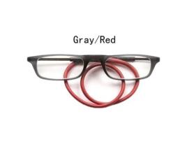Óculos de Leitura AIDUOL Tr de absorção magnética vermelho acinzentado (Ampliação de 3,0)