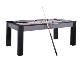 Mesa de Bilhar Manhattan Convertível em Mesa de Jantar de Mdf para 6 Pessoas Preto / Prateado DE FAUGÈRES