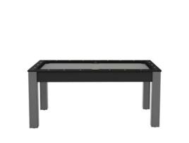DE FAUGÈRES Mesa de Bilhar de 6 Pernas Texas Convertível em Mesa de Jantar de Mdf para 6 Pessoas Preto / Prateado