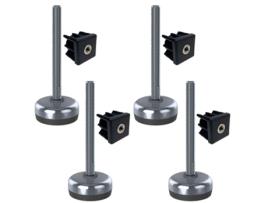 Pé em Aço Inoxidável 10X100X50Mm Base com Almofada de Borracha Inserções 40X40X1 2Mm -Conjunto de 4 NGI