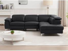 Sofá Elétrico de Canto Direito Relax em Couro Preto Fusino Fusino LINEA SOFA (76 x 263 x 218 cm)