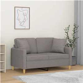 vidaXL Sofá 2 lug. +almofadas decoração 120cm tecido cinza-acastanhado