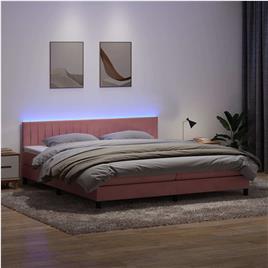 vidaXL Cama com molas/colchão 200x220 cm veludo rosa