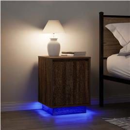 vidaXL Mesas cabeceira c/ luzes LED 2 pcs 38x34x50cm carvalho castanho
