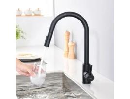 Torneira de Cozinha Preta com Spray Removível e Misturador de Cozinha Giratório 360 em Aço Inoxidável LONHEO MAX