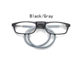 Óculos de Leitura AIDUOL Tr de absorção magnética preto cinza (Ampliação de 1,25)