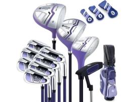 Conjunto de Clube de Golfe Feminino 460Cc # 1 Driver 3 Pistas 5 Híbridos 5 # 6 # 7 # 8 # 9 # P # S Ferro Haste de Pressão e Saco COSTWAY