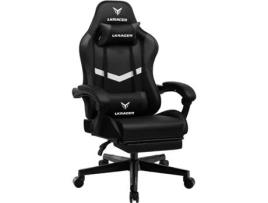 LUCKRACER Cadeira Gaming com apoio para os pés, Cadeira de Escritório Ergonômica com almofada lombar ajustável e travesseiro Preto